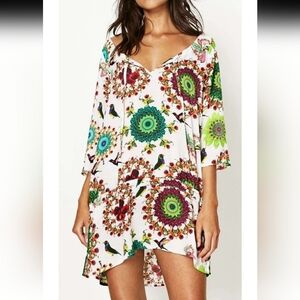 Desigual Multicolor Mandala Dress Cover Up Blouse Sz S